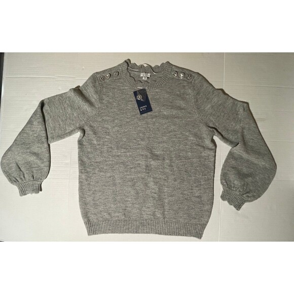 Crown & Ivy Petite XL Button Shoulder Crew Neck Sweater new with tags - Picture 10 of 10